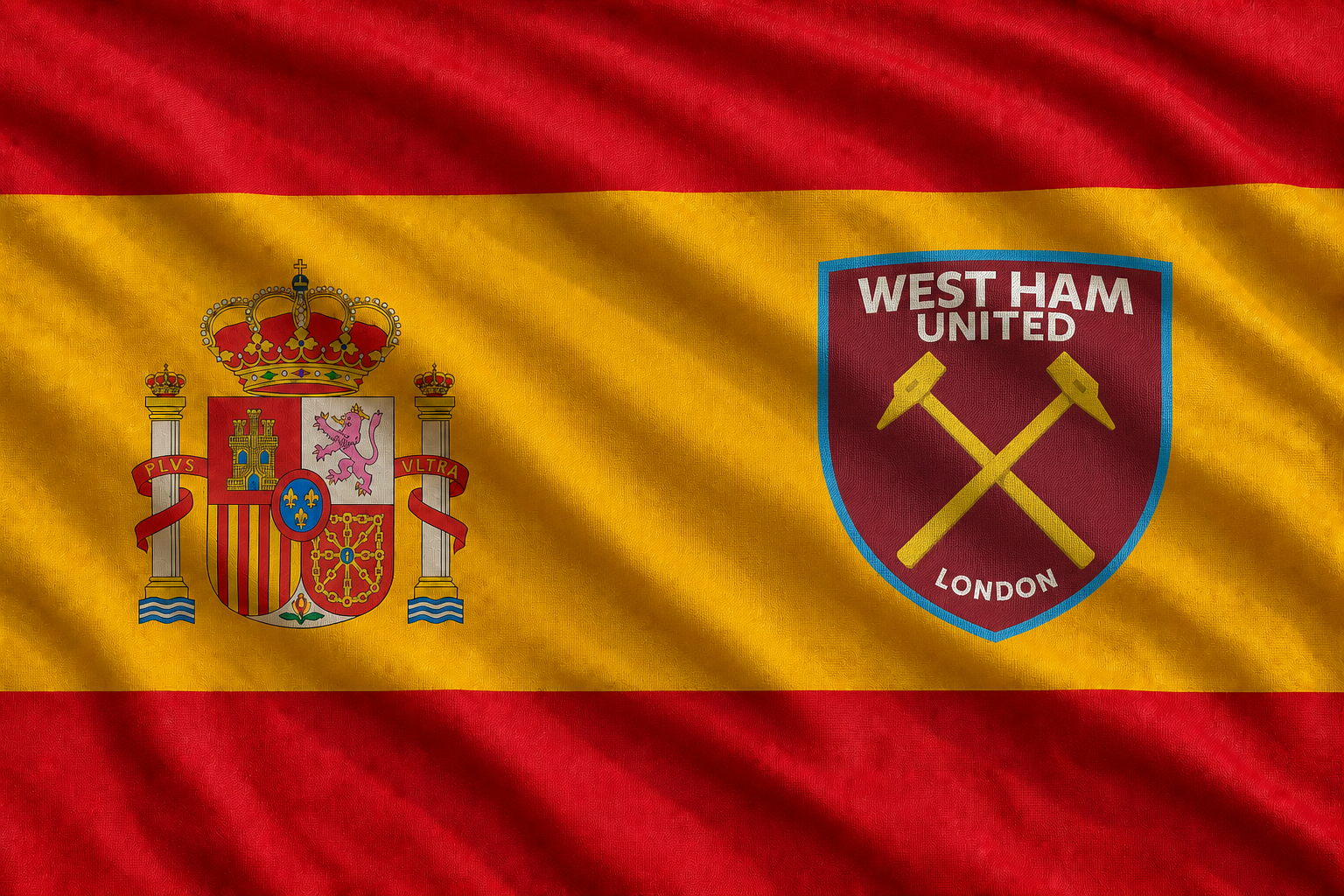 The Spanish flag with the current West Ham United crest woven into the fabric